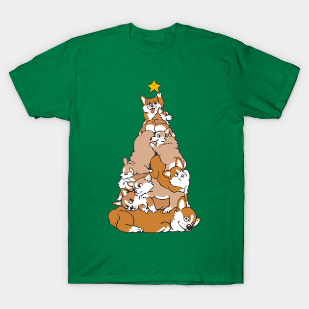 Christmas Tree Corgi_ T-Shirt by huebucket